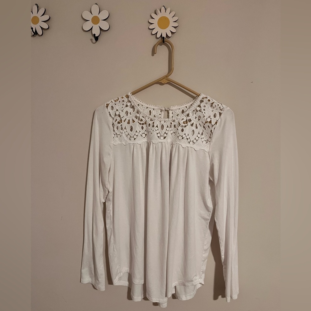 Philosophy Women’s Lace White Long Sleeve Blouse Size Small